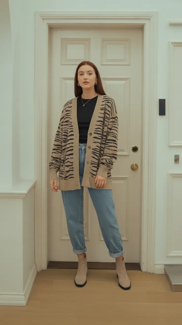 minimalist spring transition outfits for 2026 Soft Neutrals with Relaxed Cardigan Texture