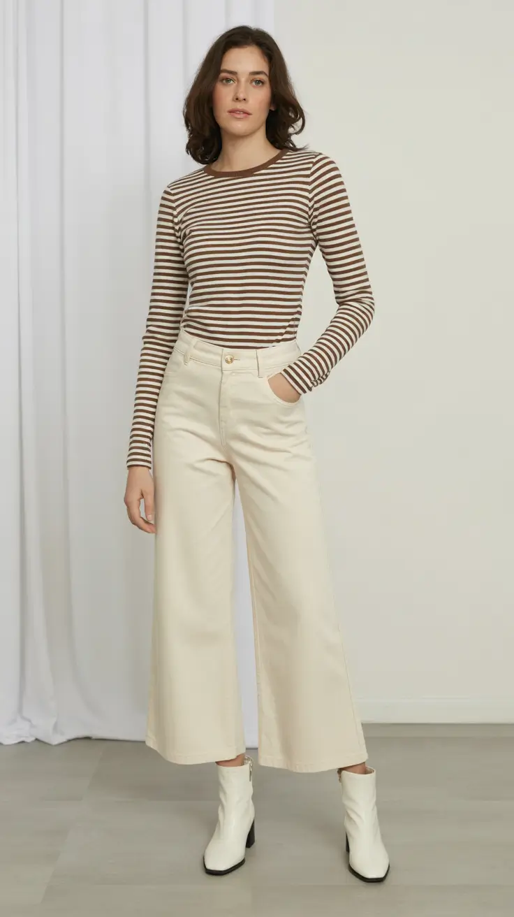 minimalist spring transition outfits for 2026 Crisp Stripes and Clean-Cut Neutrals