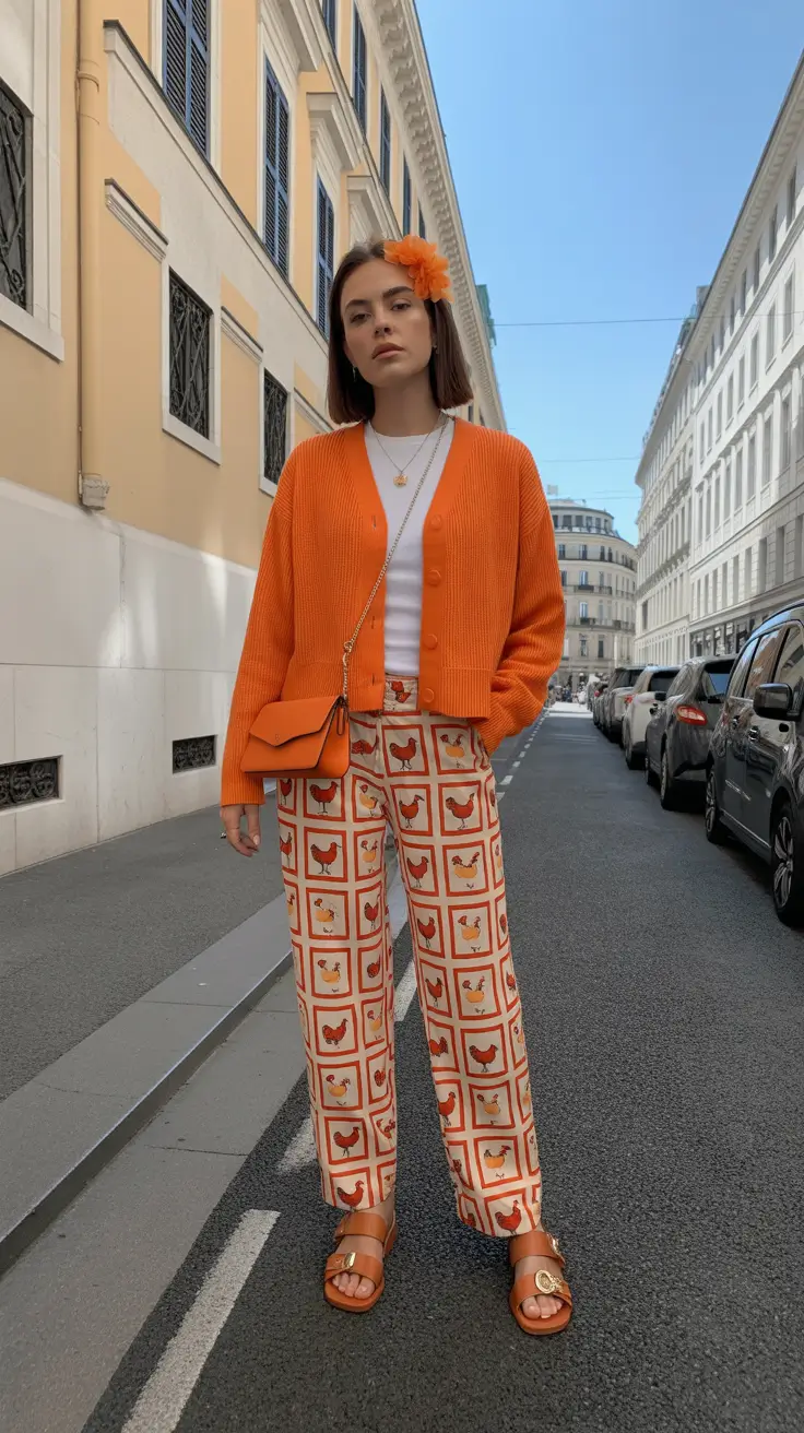 minimalist spring transition outfits for 2026 Bold Citrus Minimalism with Playful Prints