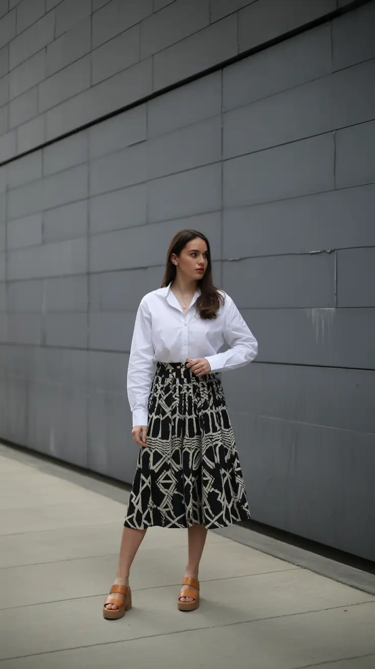 modern spring skirt outfits 2026 - Monochrome Geometry With Modern Volume
