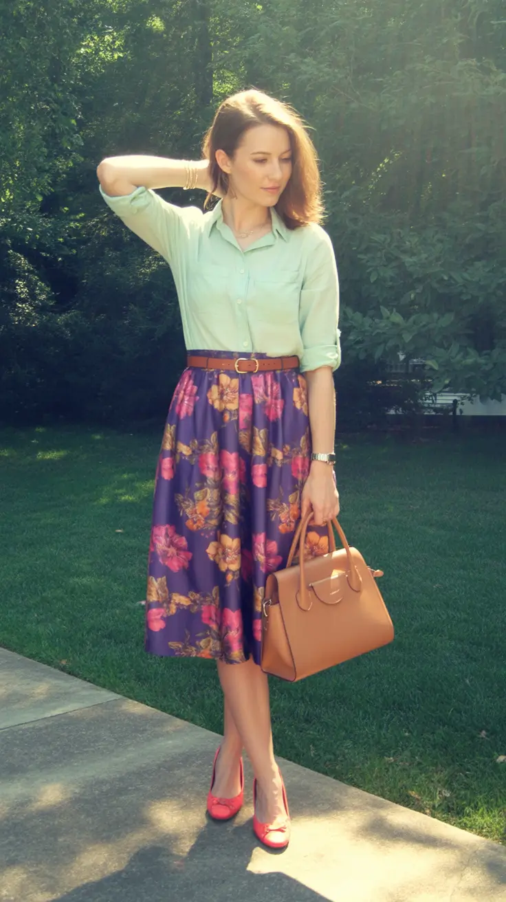 modern spring skirt outfits 2026 - Soft Mint Layers With Blooming Spring Charm