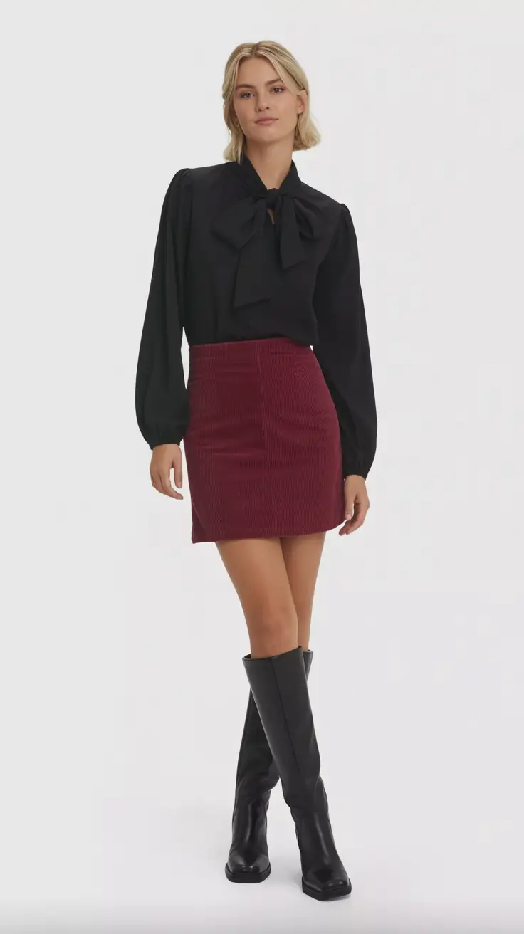 modern spring skirt outfits 2026 - Structured Contrast With a Polished Edge