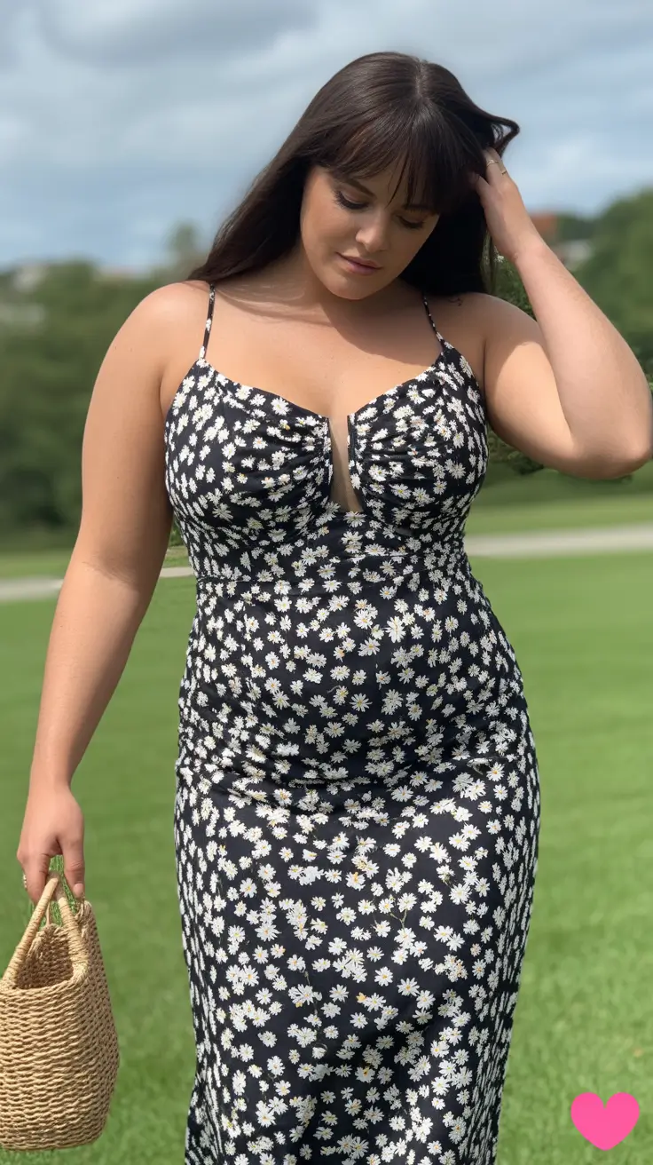 midsize spring outfits 2026 Charming Daisy Slip for Spring Moments