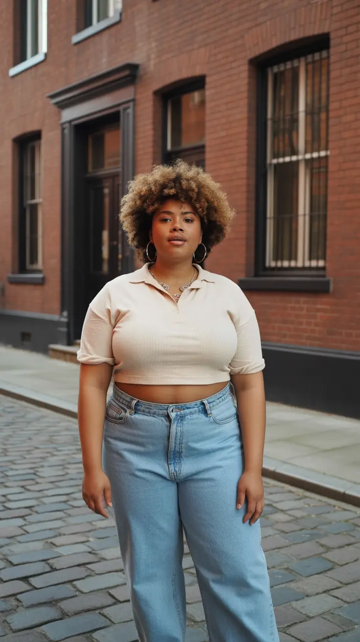 midsize spring outfits 2026 City-Chic Crop and Denim Combo