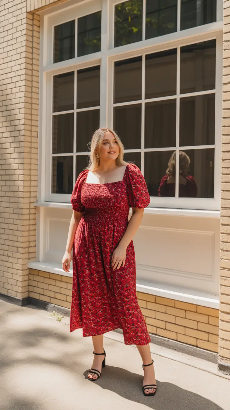 midsize spring outfits 2026 Romantic Red Midi for Bright Spring Days