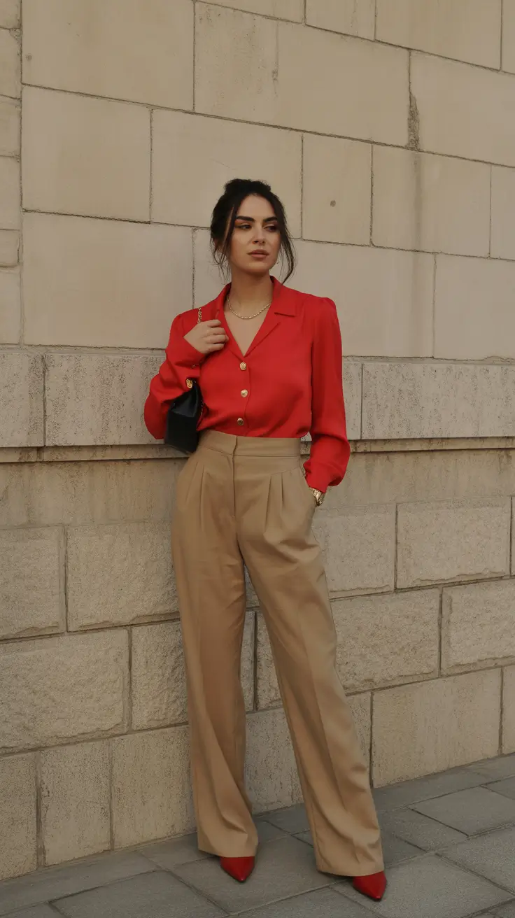 trendy spring outfits women 2026 Red-Toned Power Dressing for Confident Spring Days