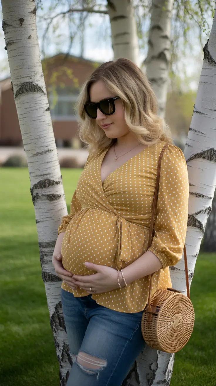 spring outfit for pregnant women casual Soft Polka Dots With Relaxed Weekend Ease