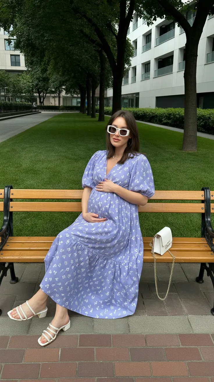 spring outfit for pregnant women casual Lavender Calm With a Breezy Afternoon Feel