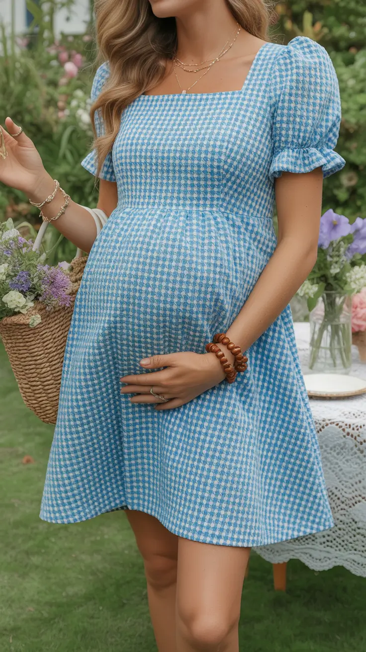 spring outfit for pregnant women casual Classic Gingham With a Soft Spring Glow