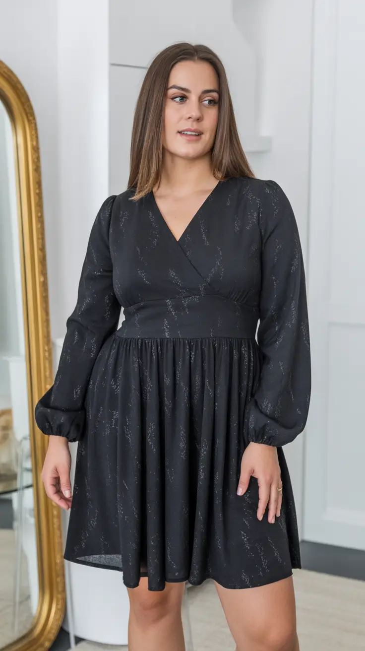 spring outfits women over 40 2026 Classic Black Wrap Dress With Modern Ease