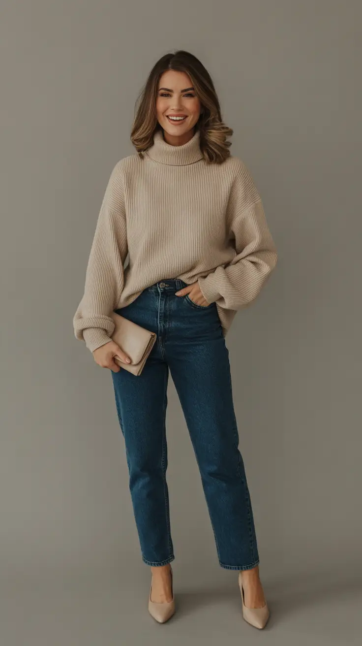 spring outfits women over 40 2026 Soft Knits With Classic Denim