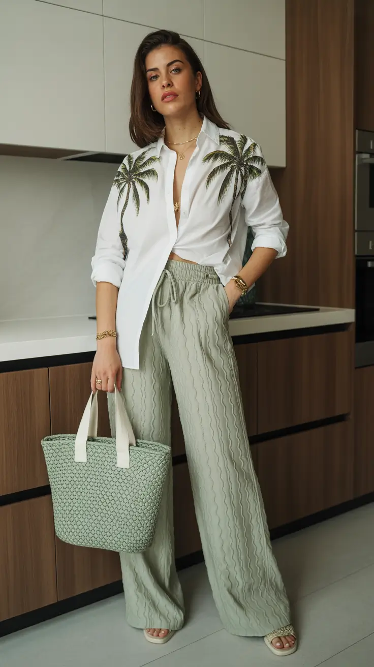 spring vacation outfits 2026 Minty Resort Ease with Soft Texture