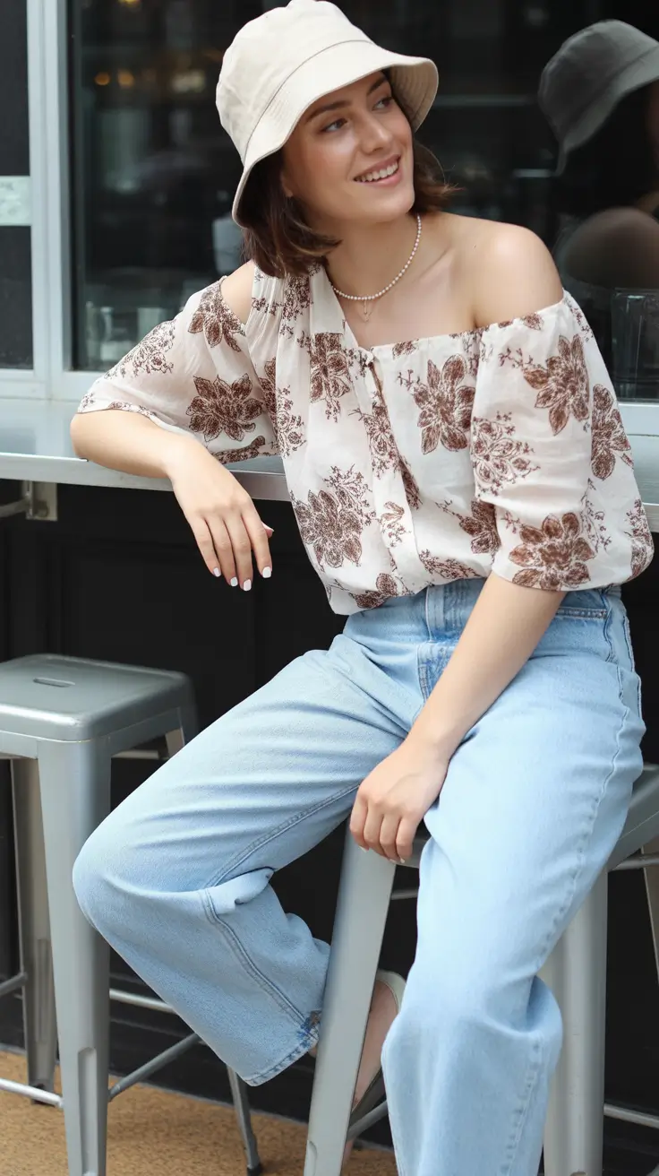 spring vacation outfits 2026 Light Florals and Soft Denim for Easy Street Wanders