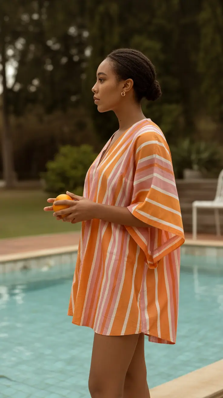 spring vacation outfits 2026 Striped Citrus Tones for Poolside Calm