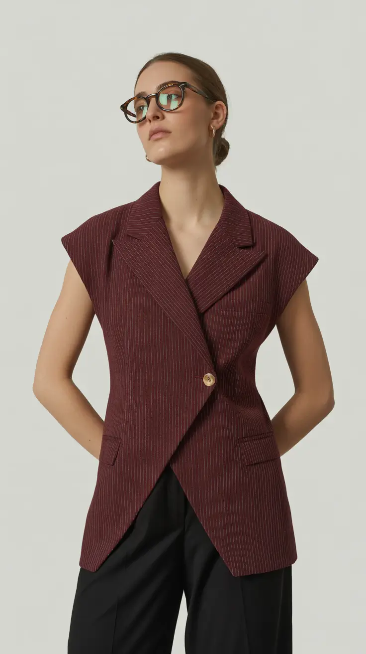 spring business casual outfits 2026 Structured Burgundy Vest for Confident Spring Mornings