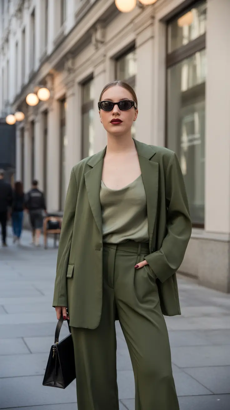 spring workwear 2026 Monochrome Olive Suiting for Modern Minimalists