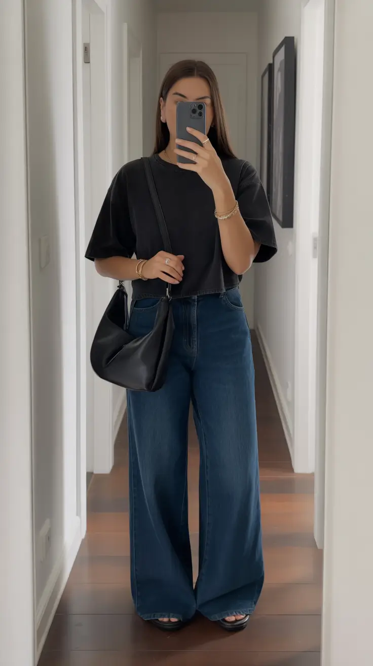 spring workwear 2026 Casual Balance in Deep Denim and Soft Neutrals