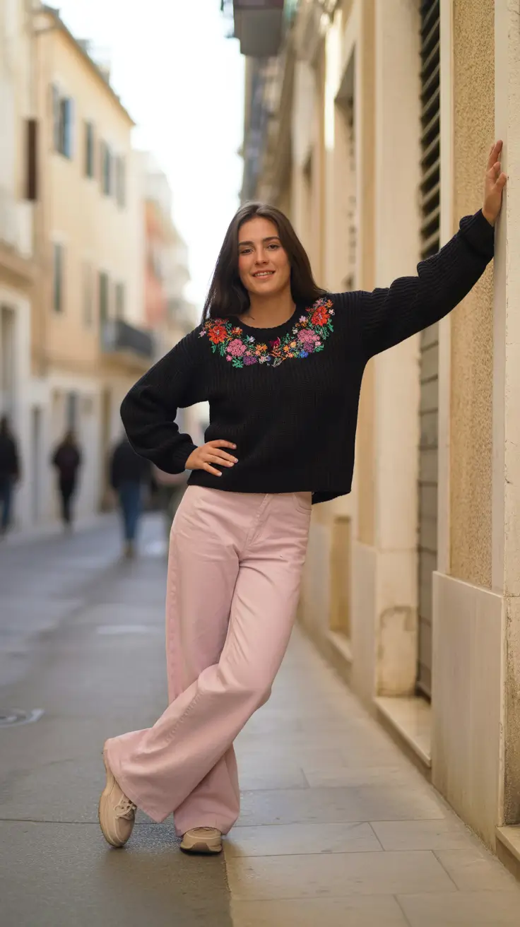 relaxed casual spring outfits 2026 - Floral Embroidery and Soft Pastels for Playful Spring Strolls
