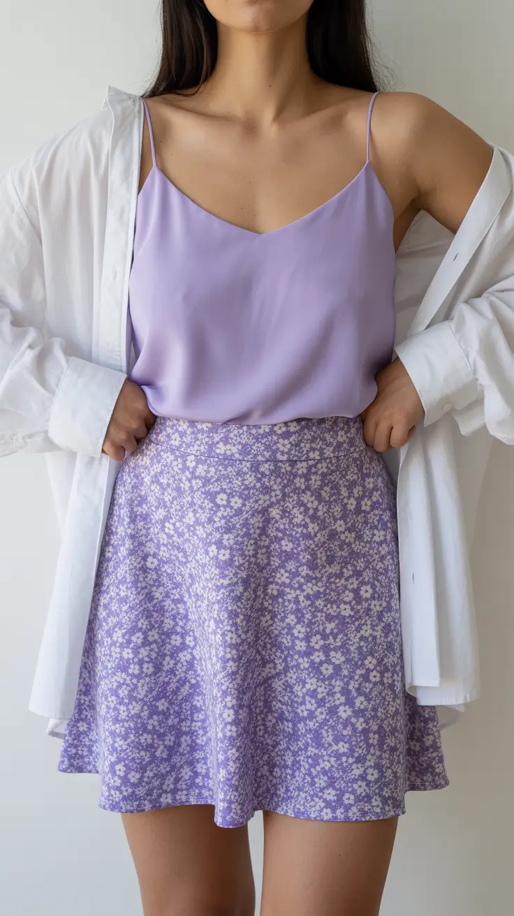 relaxed casual spring outfits 2026 - Spring Lilac Layers for Soft Feminine Ease
