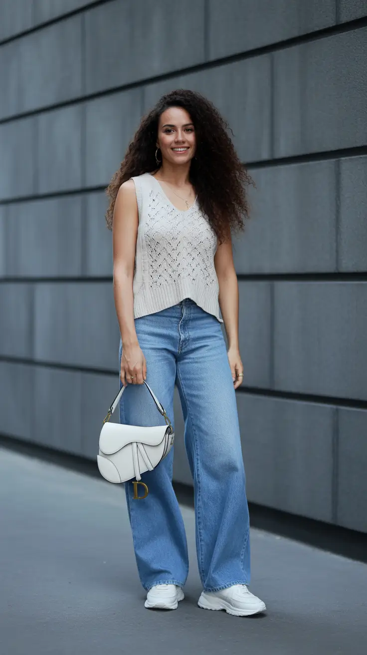 relaxed casual spring outfits 2026 - Relaxed Knit and Wide Leg Denim Comfort