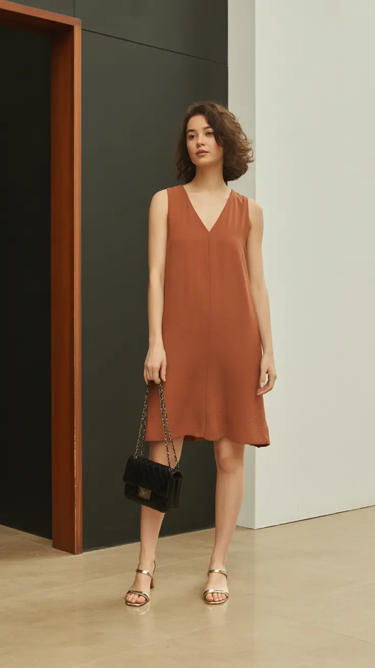 relaxed casual spring outfits 2026 - Minimal Terracotta Shift for Easy Spring Days