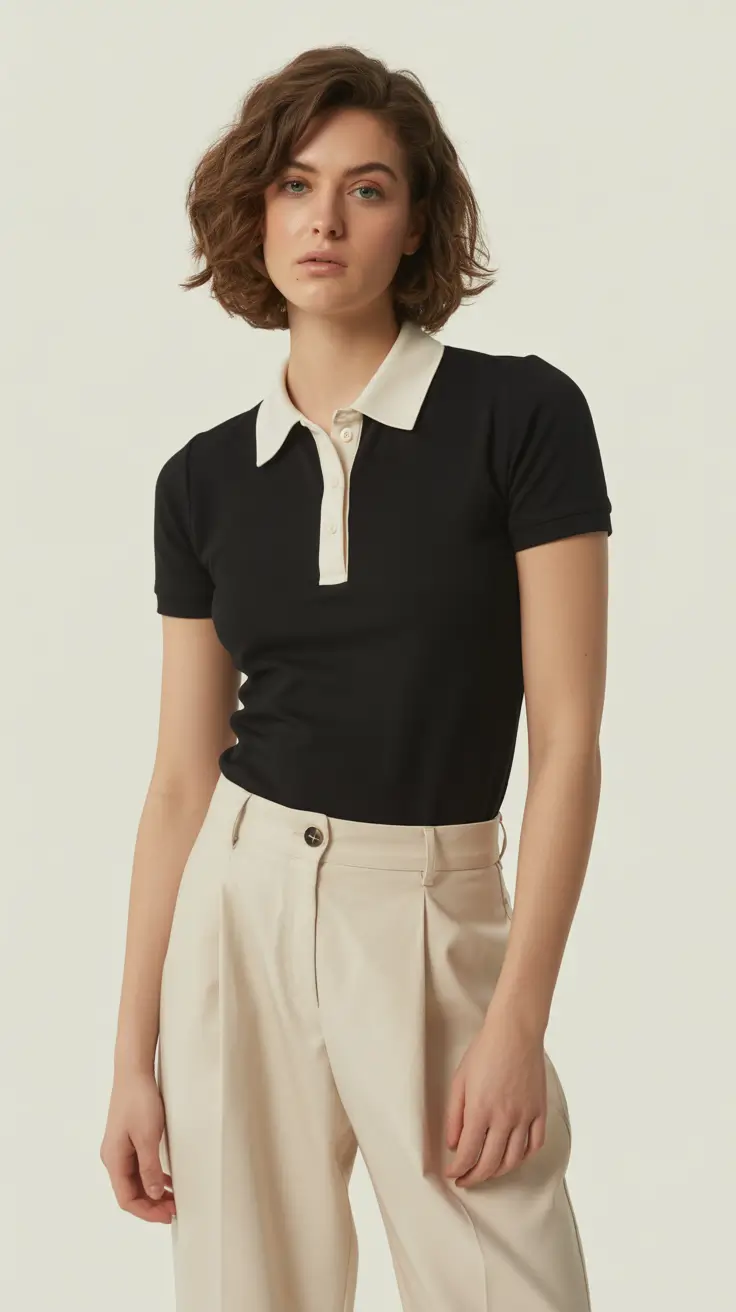 soft spring wardrobe hues 2026 Black-and-Ivory Polo Minimalism for a Clear Spring Base