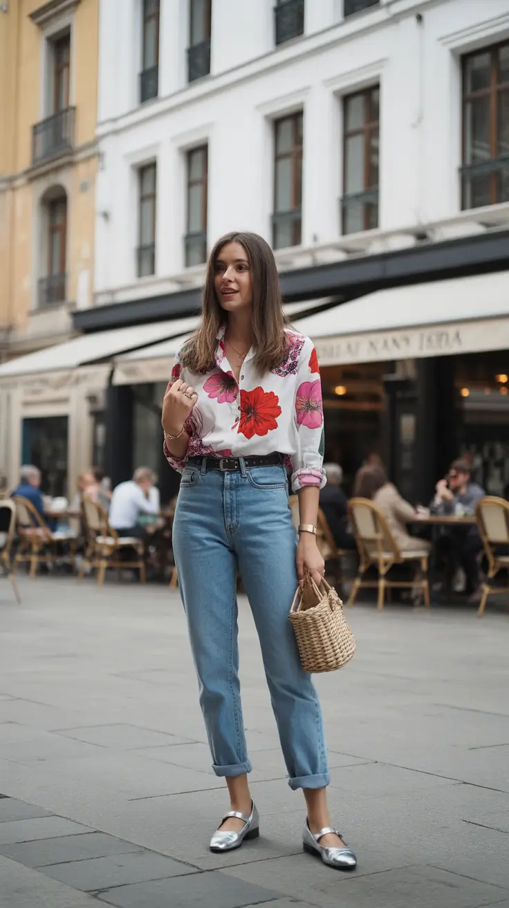 soft spring wardrobe hues 2026 Everyday Denim With a Bright Botanical Twist