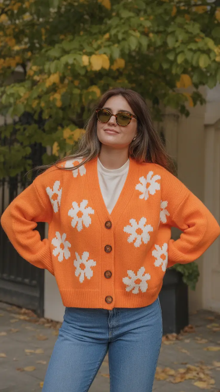 soft spring wardrobe hues 2026 Playful Orange Knit for Crisp Transitional Days