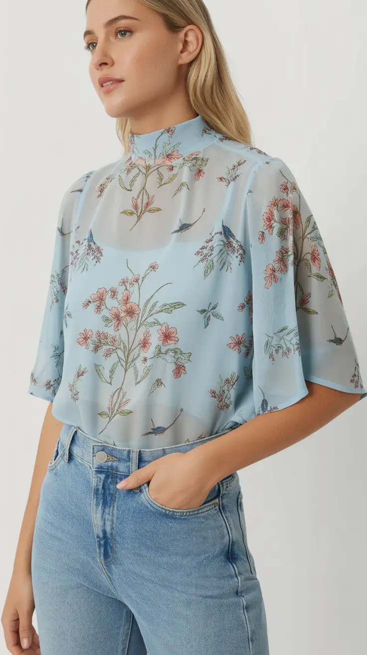 soft spring wardrobe hues 2026 Sheer Blue Botanicals and a Hint of Spring Airiness