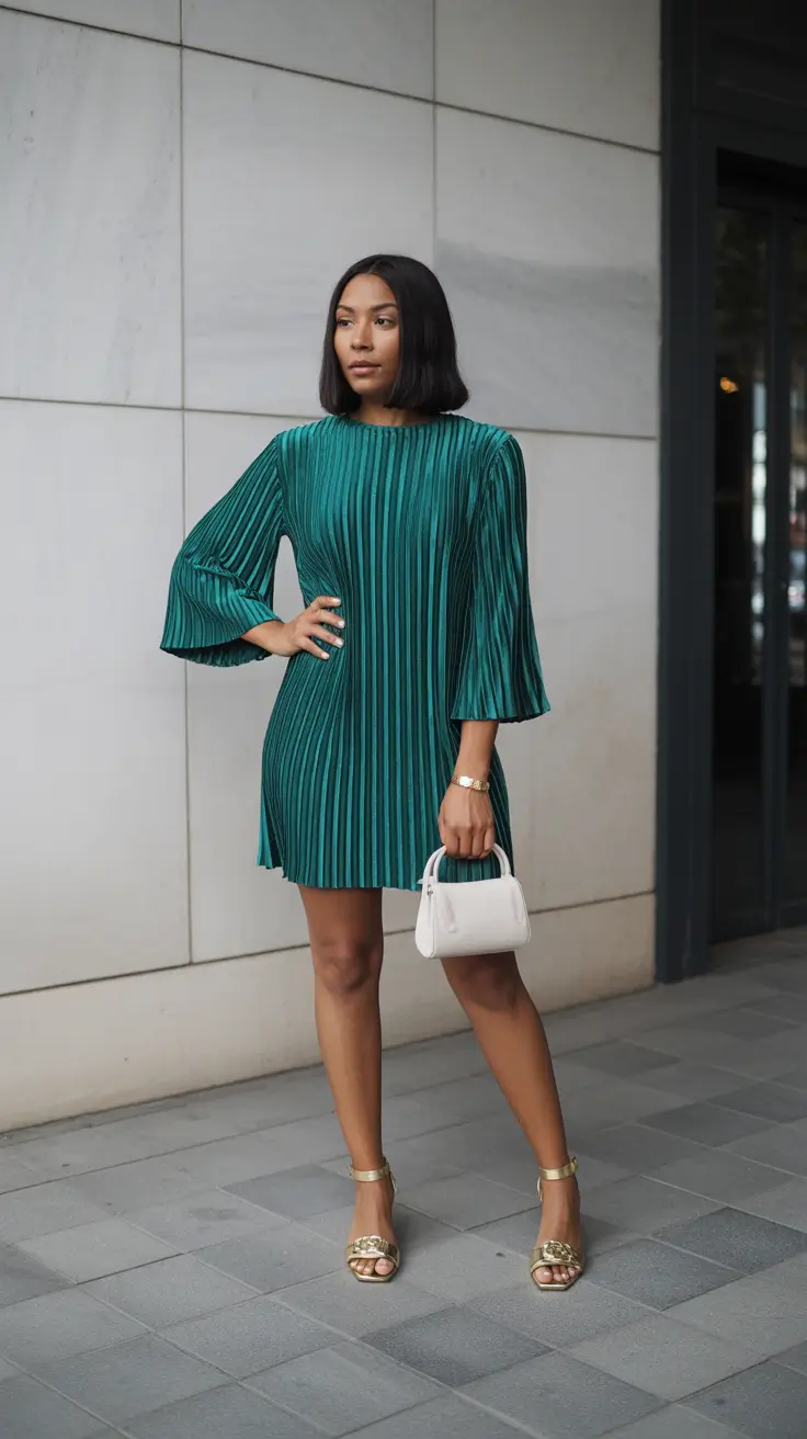 spring outfits black women 2026 Emerald Pleats for a Fresh Spring Glow