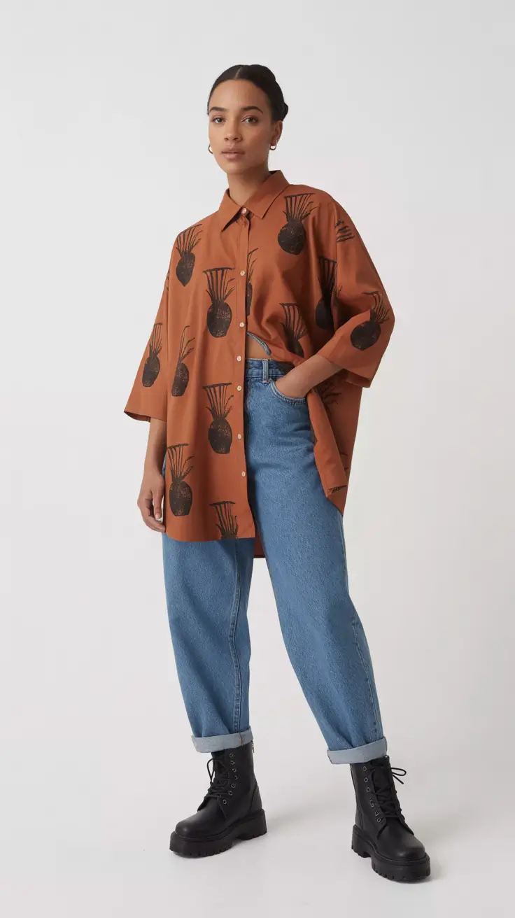 spring outfits black women 2026 Oversized Art Prints With Denim Ease