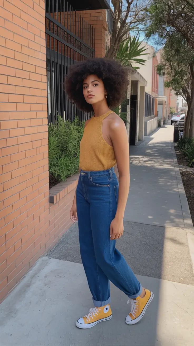 spring outfits black women 2026 Mustard Brights and Denim Ease