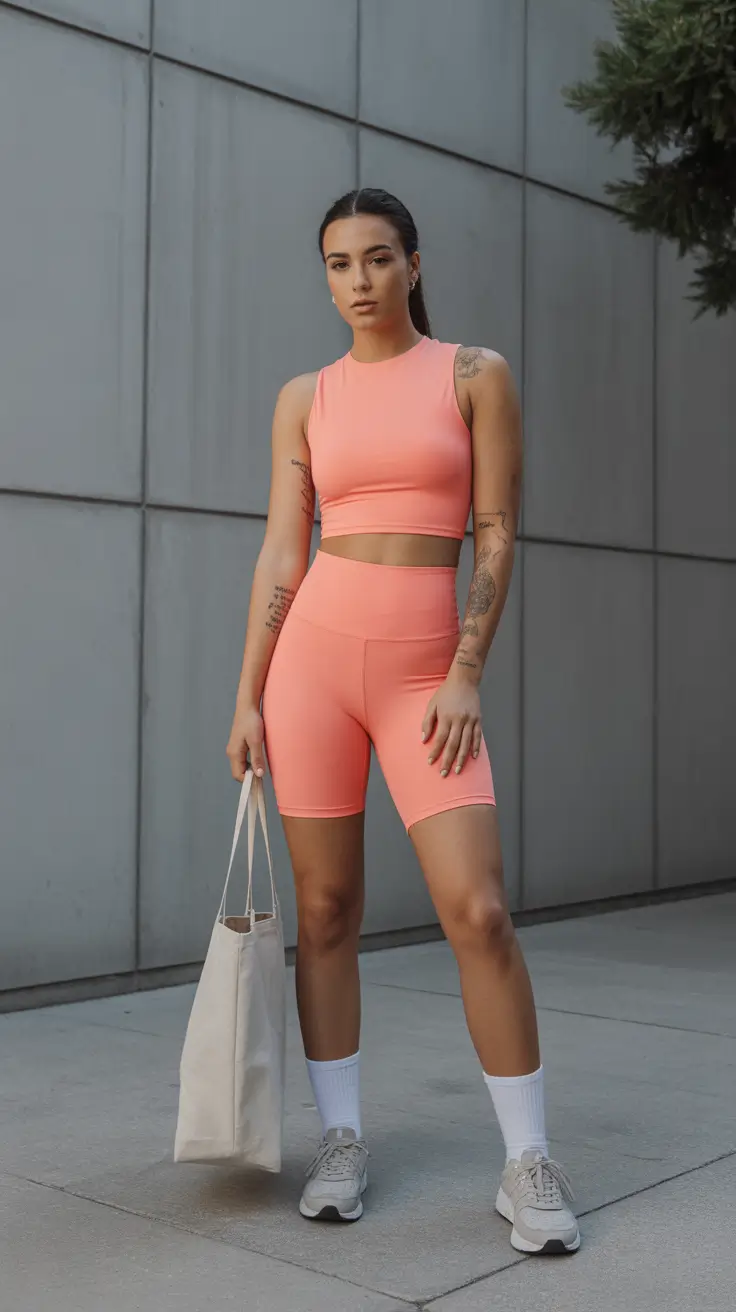 april outfits 2026 Sporty Coral Set for Active April Days