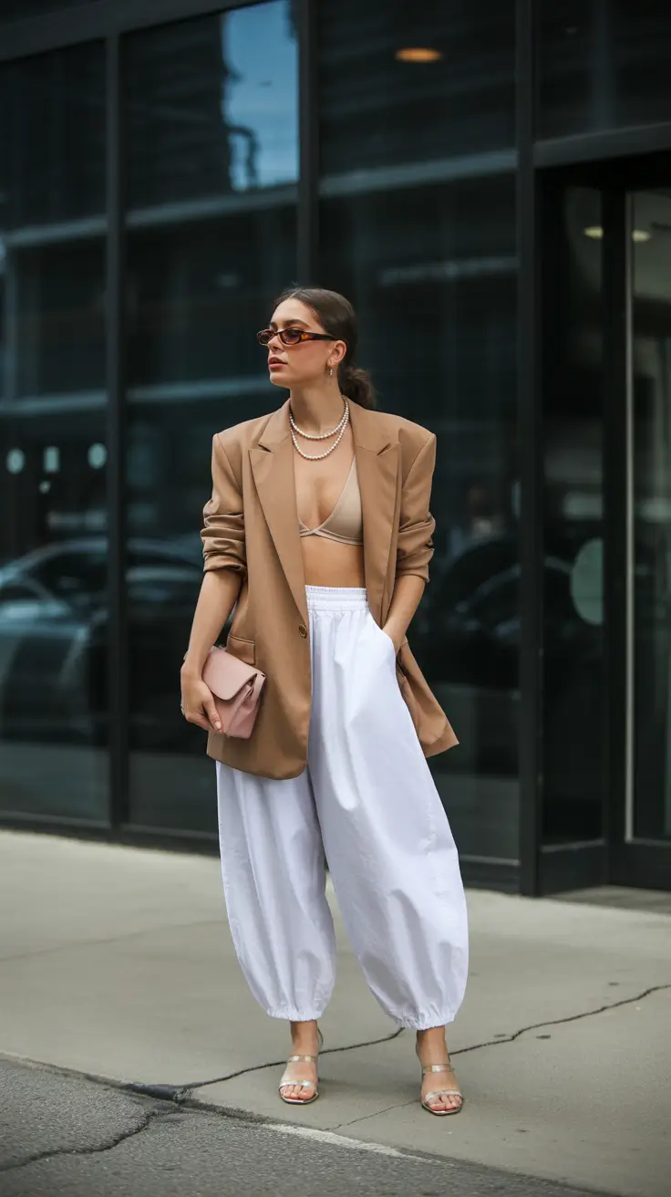 april outfits 2026 Oversized Blazer and Relaxed Trousers for Contemporary Street Style