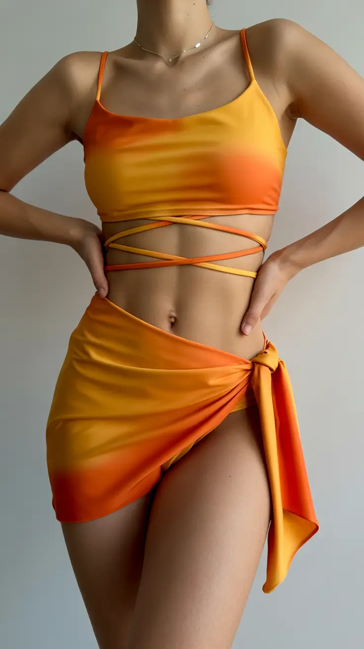best two piece swimsuit ideas summer 2026 Sunset Wrap Bikini With Warm Vacation Glow