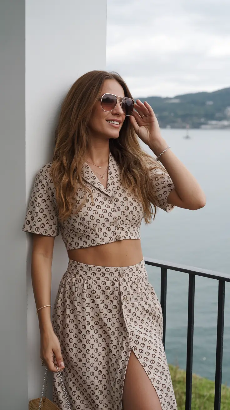 chic summer fashion outfits 2026 Printed Co-Ord Set with Effortless Vacation Energy