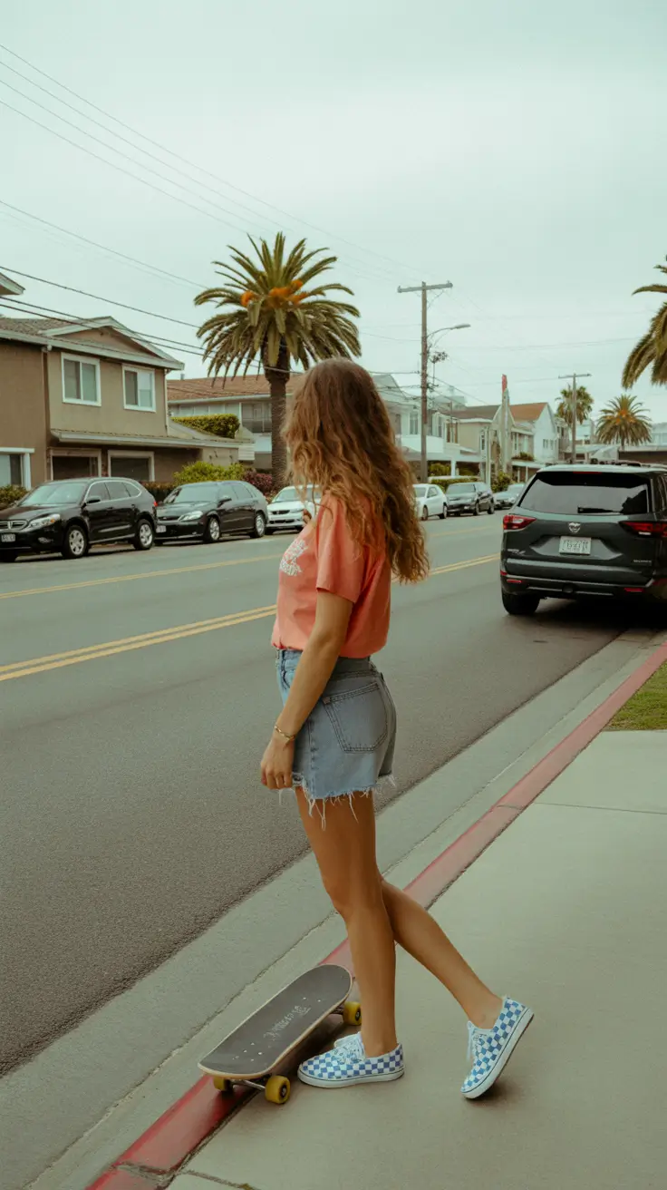 cute summer outfits for teens 2026 Skater Girl Ease with Graphic Tee and Frayed Shorts