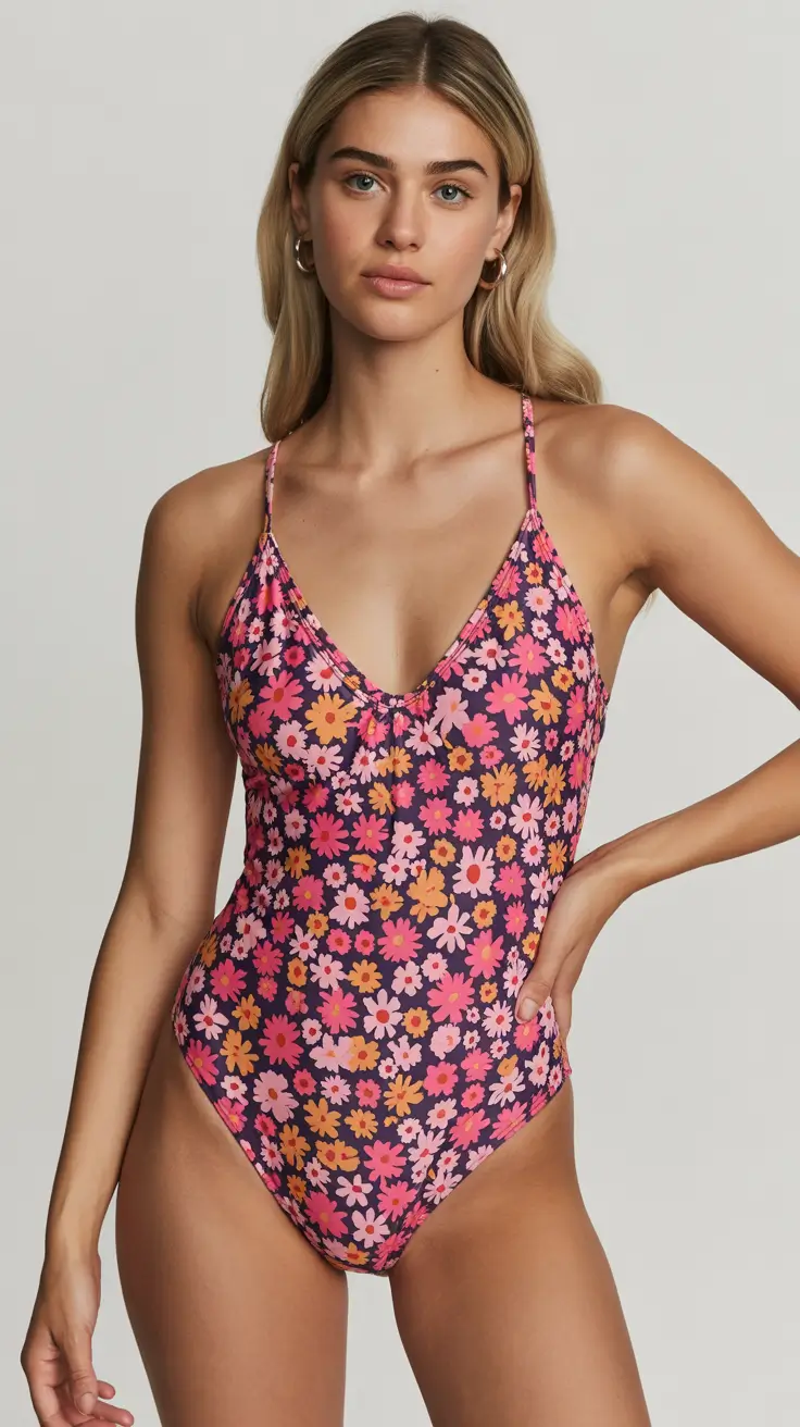 cute summer swimsuits outfits ideas 2026 mix and match Floral Vintage One Piece With Soft Feminine Charm