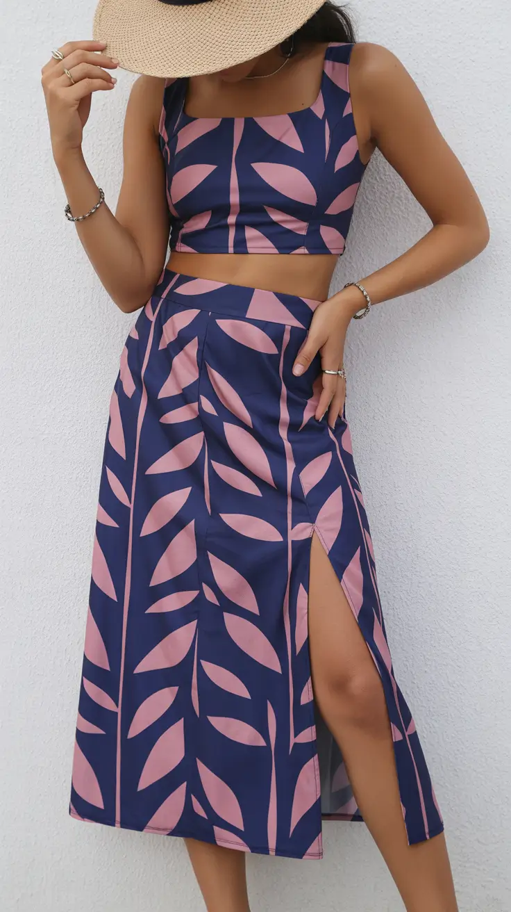 May outfits ideas 2026 Tropical Print Two Piece Set Vacation Ready Elegance