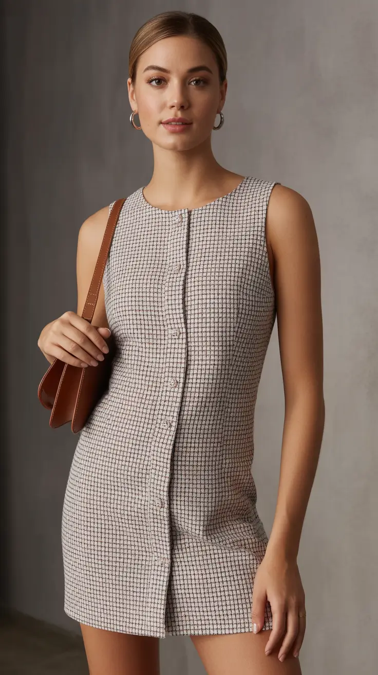 summer A-line sleeveless dresses Structured Neutrals with Subtle Texture