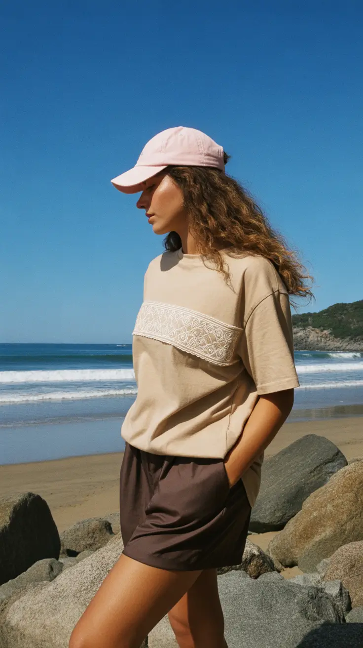 summer capsule wardrobe for women 2026 Neutral Tee & Relaxed Shorts - The Quiet Side of Hot Weather Style