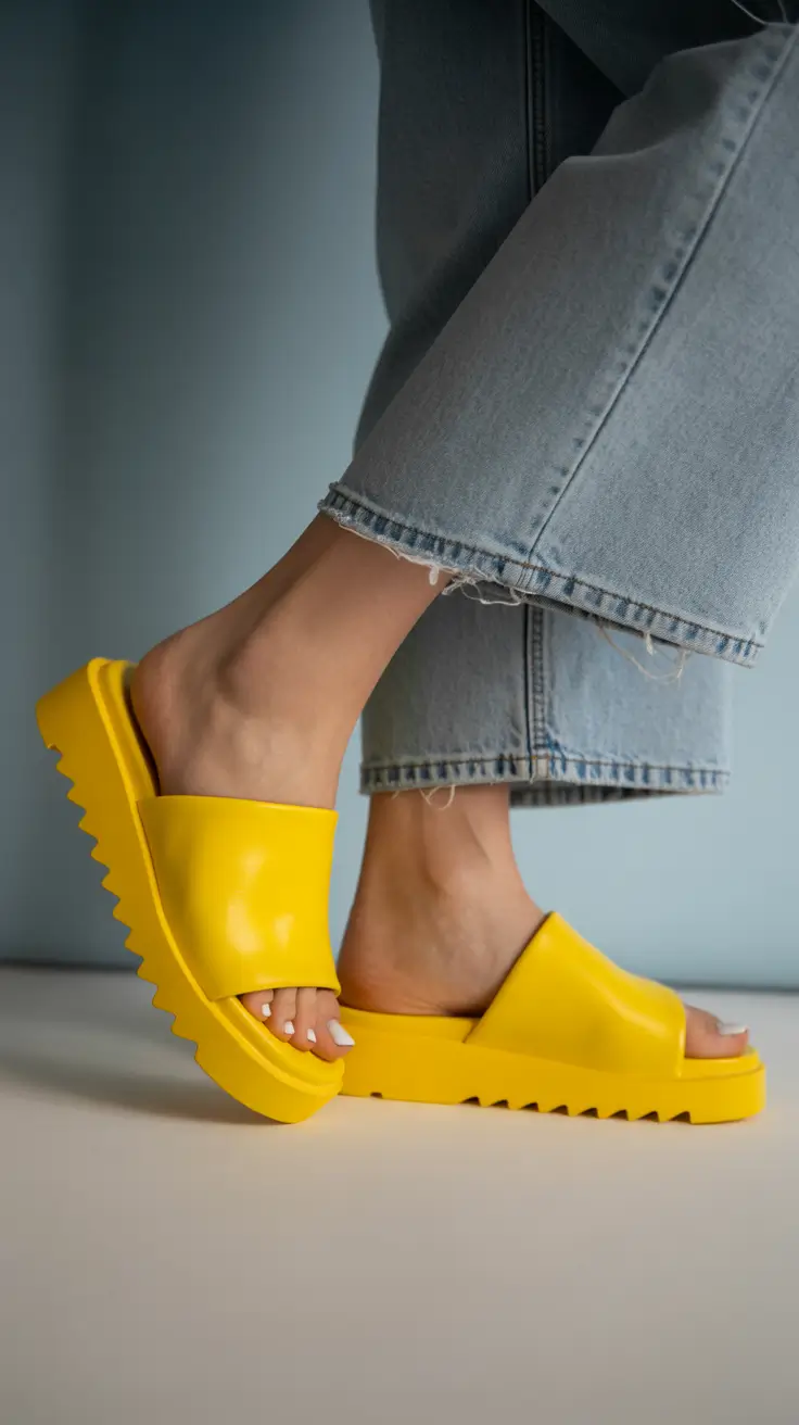 summer flip-flops for women 2026 Sunny Yellow Platforms That Feel Like Vacation Energy
