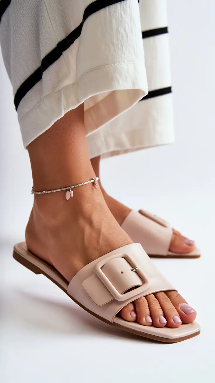 summer flip-flops for women 2026 Minimal Buckled Slides That Feel Effortlessly Put Together