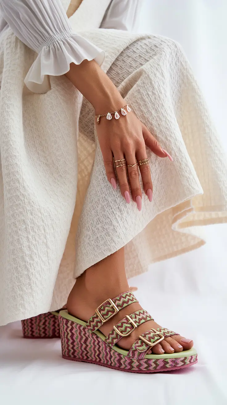 summer flip-flops for women 2026 Textured Wedge Flip Flops That Bring Vacation Drama