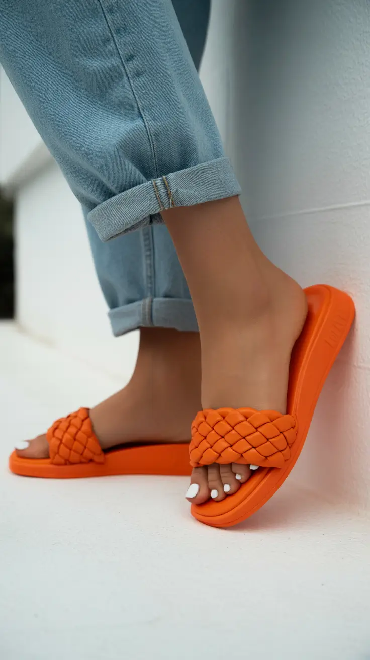 summer flip-flops for women 2026 Woven Bright Slides That Add Instant Energy