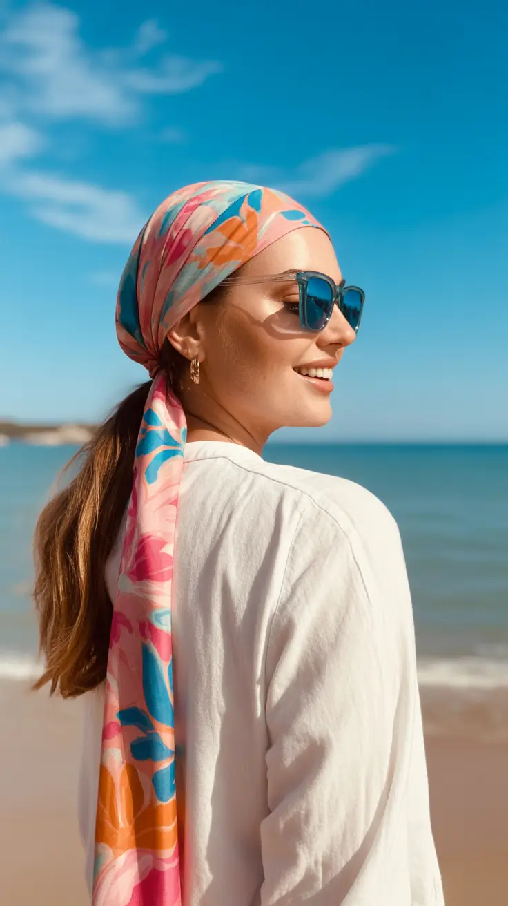 summer heads 2026 Coastal color - the flowing headscarf moment