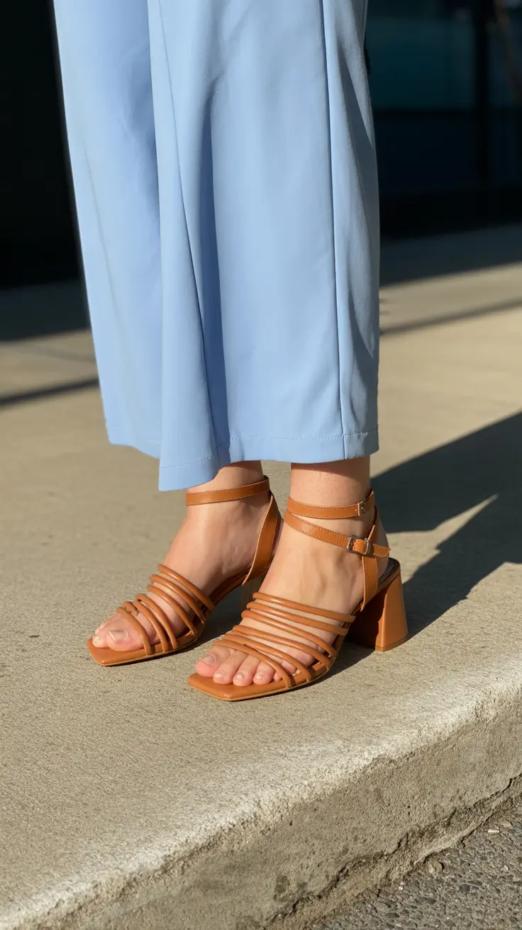 summer outfits with sandals for women 2026 Strappy Caramel Sandals and Everyday Elegance
