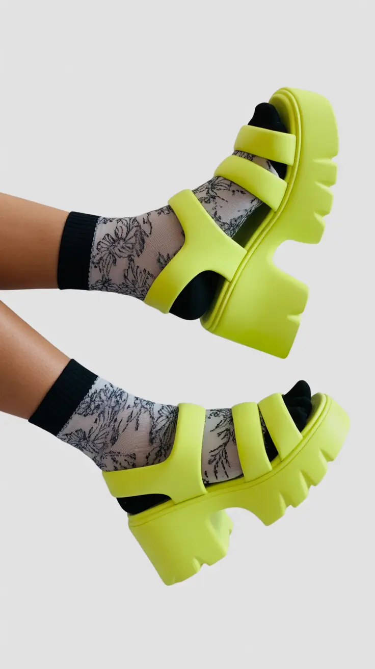 summer outfits with sandals for women 2026 Chunky Neon Platforms and Playful Street Energy
