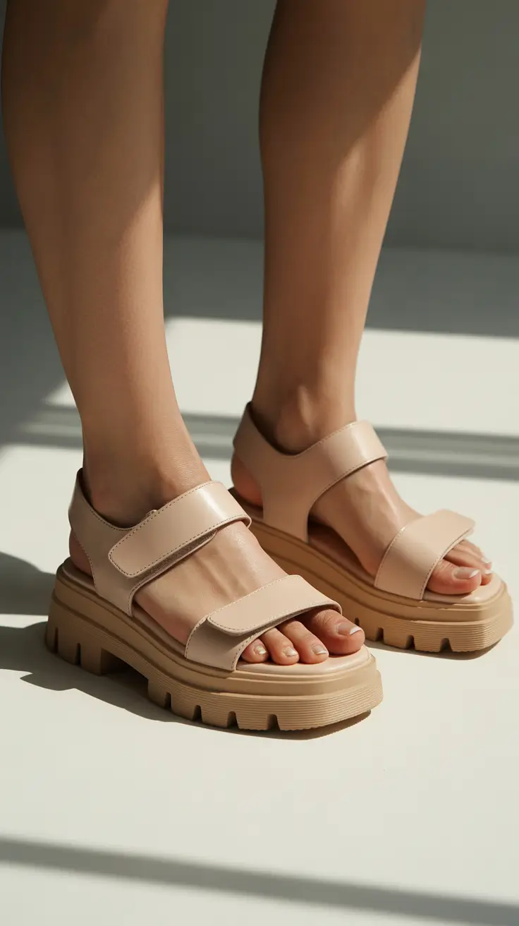 summer outfits with sandals for women 2026 Soft Beige Platforms for Everyday Polished Comfort