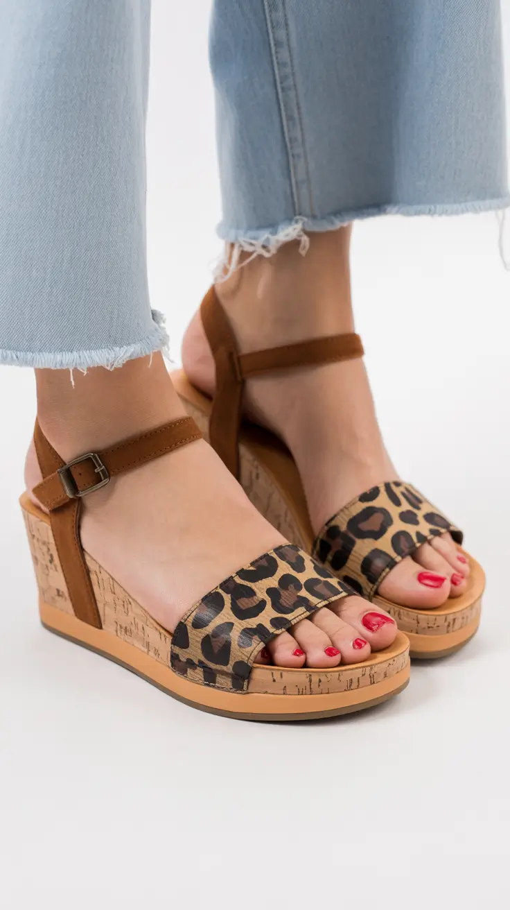 summer outfits with sandals for women 2026 Leopard Print Wedges and a Hint of Bold Confidence